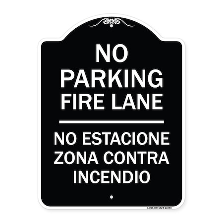 Signmission No Estacione Zona Contra Incendio Heavy-Gauge Aluminum Architectural Sign, 24" H, BW-1824-23848 A-DES-BW-1824-23848